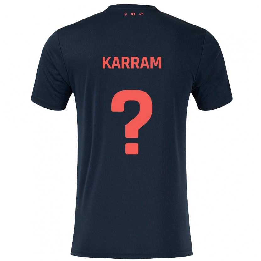 Danxen Enfant Maillot Faris Karram #0 Noir Rouge Tenues Extérieur 2024/25 T-Shirt