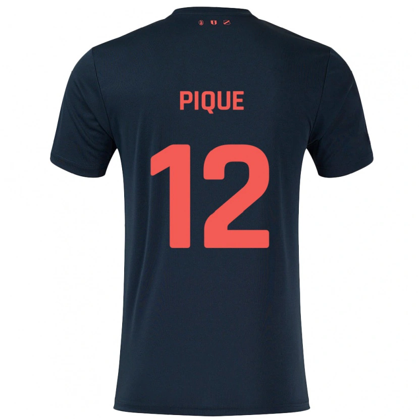 Danxen Enfant Maillot Naomi Piqué #12 Noir Rouge Tenues Extérieur 2024/25 T-Shirt