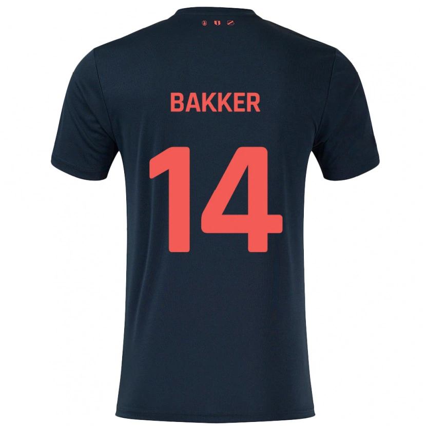 Danxen Enfant Maillot Eshly Bakker #14 Noir Rouge Tenues Extérieur 2024/25 T-Shirt