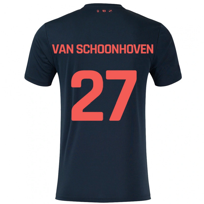 Danxen Enfant Maillot Nurija Van Schoonhoven #27 Noir Rouge Tenues Extérieur 2024/25 T-Shirt