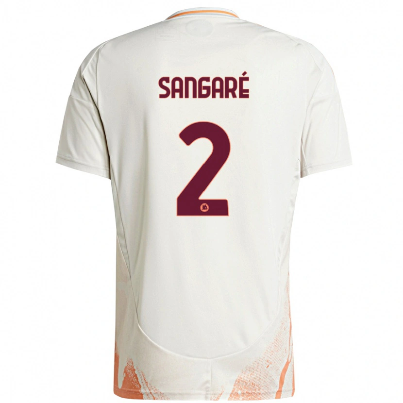 Danxen Enfant Maillot Buba Sangaré #2 Crème Blanc Orange Tenues Extérieur 2024/25 T-Shirt