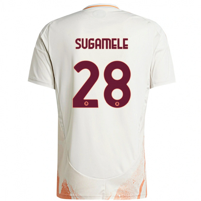 Danxen Enfant Maillot Alessandro Sugamele #28 Crème Blanc Orange Tenues Extérieur 2024/25 T-Shirt