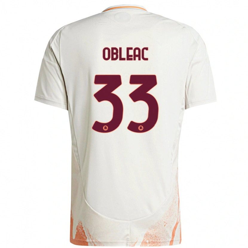 Danxen Enfant Maillot Matteo Obleac #33 Crème Blanc Orange Tenues Extérieur 2024/25 T-Shirt