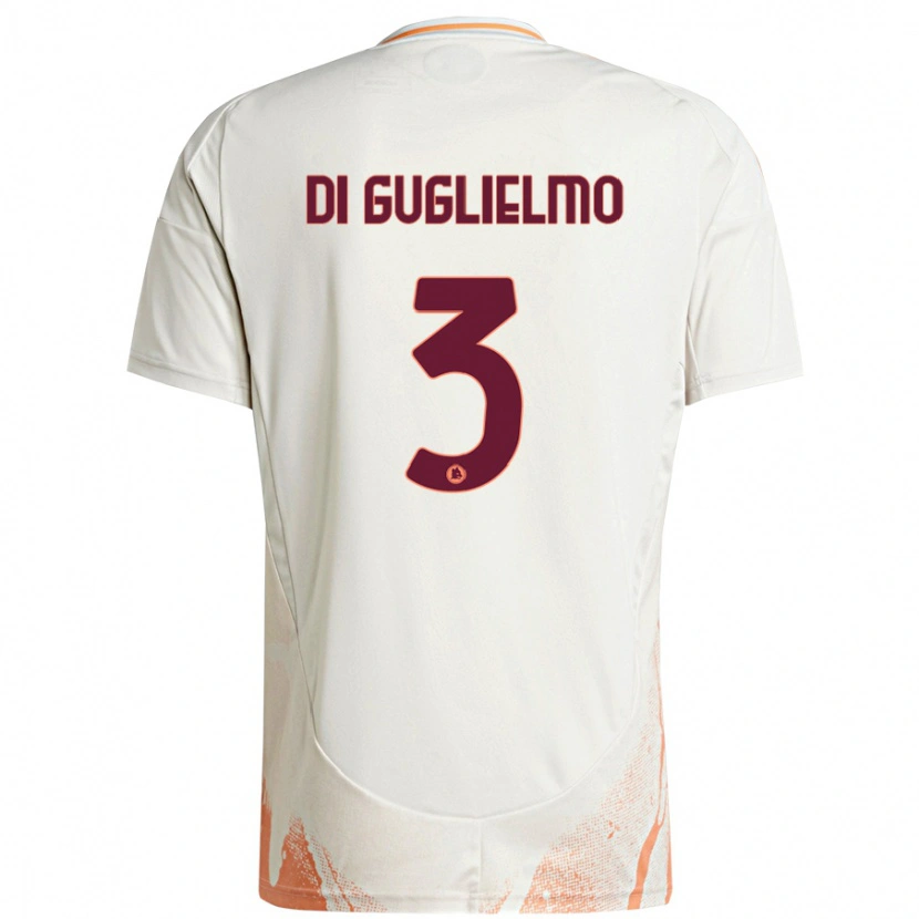 Danxen Enfant Maillot Lucia Di Guglielmo #3 Crème Blanc Orange Tenues Extérieur 2024/25 T-Shirt