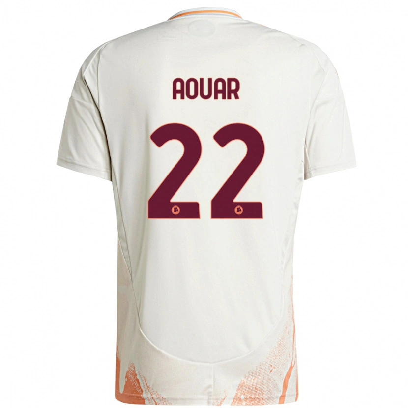 Danxen Enfant Maillot Houssem Aouar #22 Crème Blanc Orange Tenues Extérieur 2024/25 T-Shirt