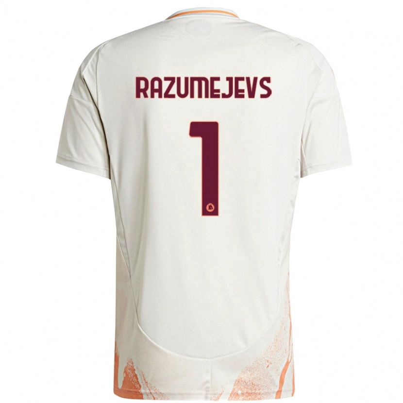 Danxen Enfant Maillot Vladislavs Razumejevs #1 Crème Blanc Orange Tenues Extérieur 2024/25 T-Shirt