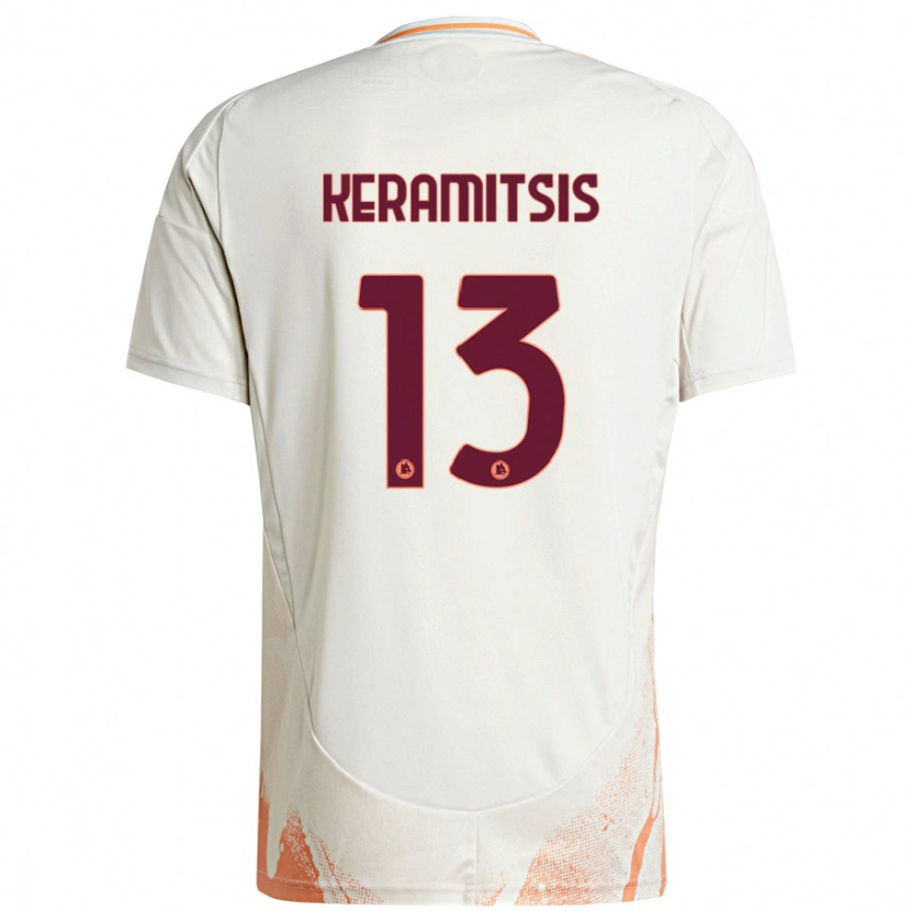 Danxen Enfant Maillot Dimitrios Keramitsis #13 Crème Blanc Orange Tenues Extérieur 2024/25 T-Shirt