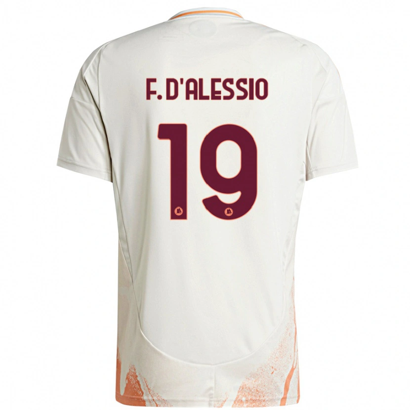 Danxen Enfant Maillot Francesco D'alessio #19 Crème Blanc Orange Tenues Extérieur 2024/25 T-Shirt