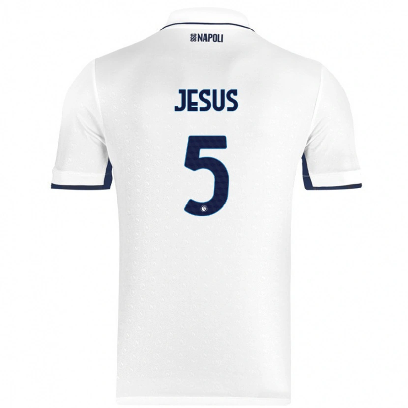 Danxen Enfant Maillot Juan Jesus #5 Blanc Bleu Royal Tenues Extérieur 2024/25 T-Shirt