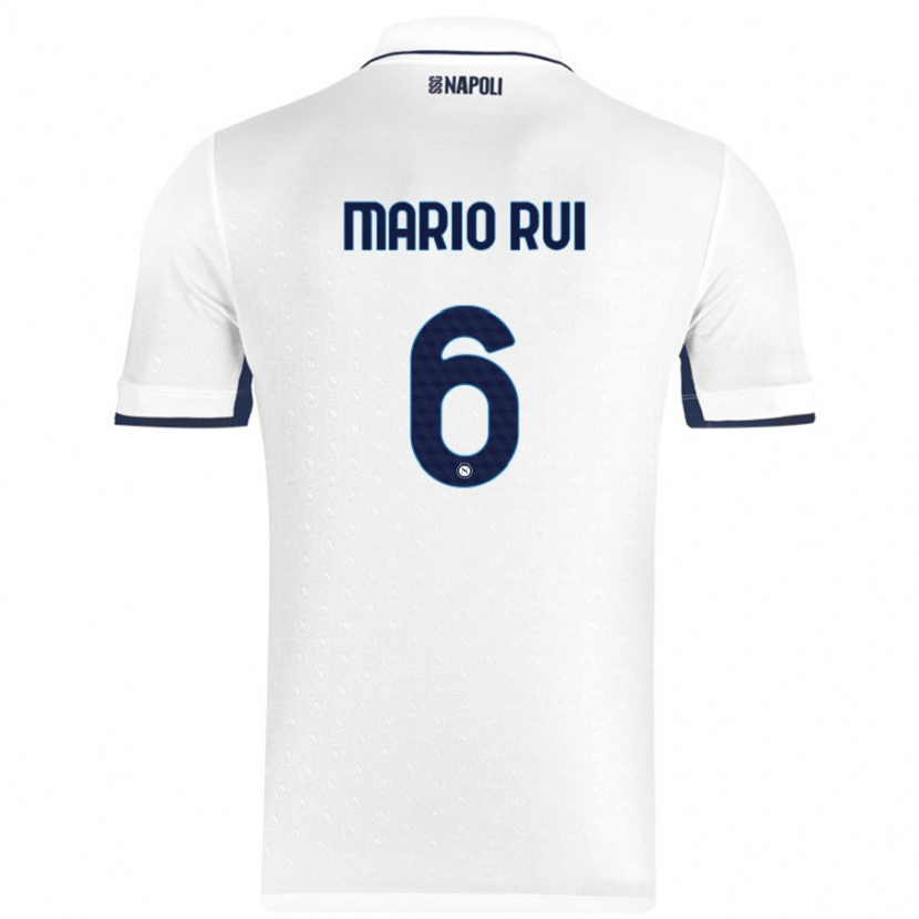 Danxen Enfant Maillot Mário Rui #6 Blanc Bleu Royal Tenues Extérieur 2024/25 T-Shirt