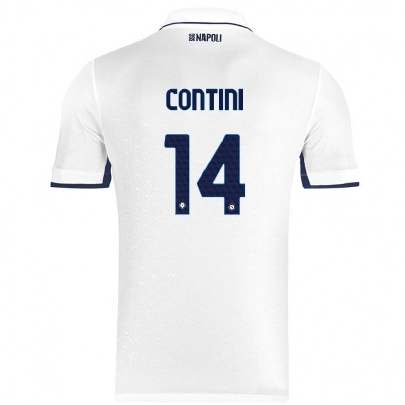 Danxen Enfant Maillot Nikita Contini #14 Blanc Bleu Royal Tenues Extérieur 2024/25 T-Shirt