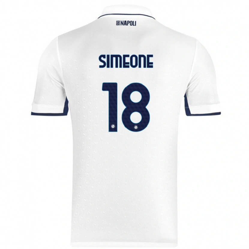 Danxen Enfant Maillot Giovanni Simeone #18 Blanc Bleu Royal Tenues Extérieur 2024/25 T-Shirt