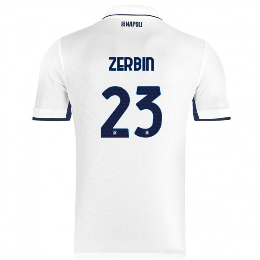 Danxen Enfant Maillot Alessio Zerbin #23 Blanc Bleu Royal Tenues Extérieur 2024/25 T-Shirt