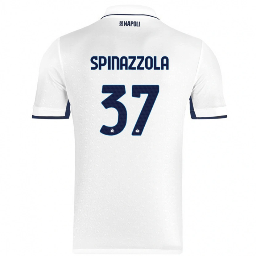 Danxen Enfant Maillot Leonardo Spinazzola #37 Blanc Bleu Royal Tenues Extérieur 2024/25 T-Shirt