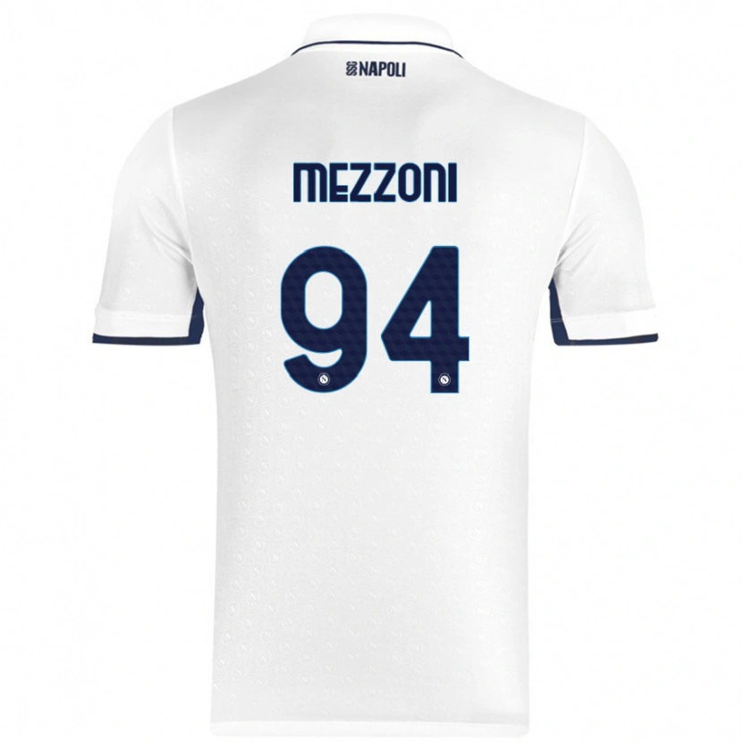 Danxen Enfant Maillot Francesco Mezzoni #94 Blanc Bleu Royal Tenues Extérieur 2024/25 T-Shirt