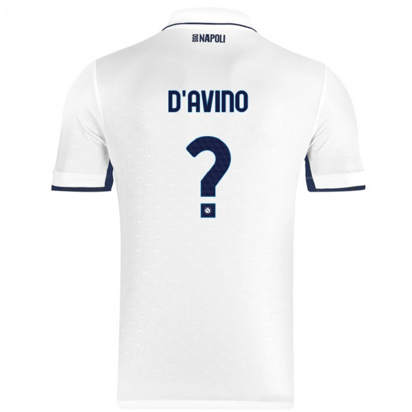 Danxen Enfant Maillot Luigi D'avino #0 Blanc Bleu Royal Tenues Extérieur 2024/25 T-Shirt