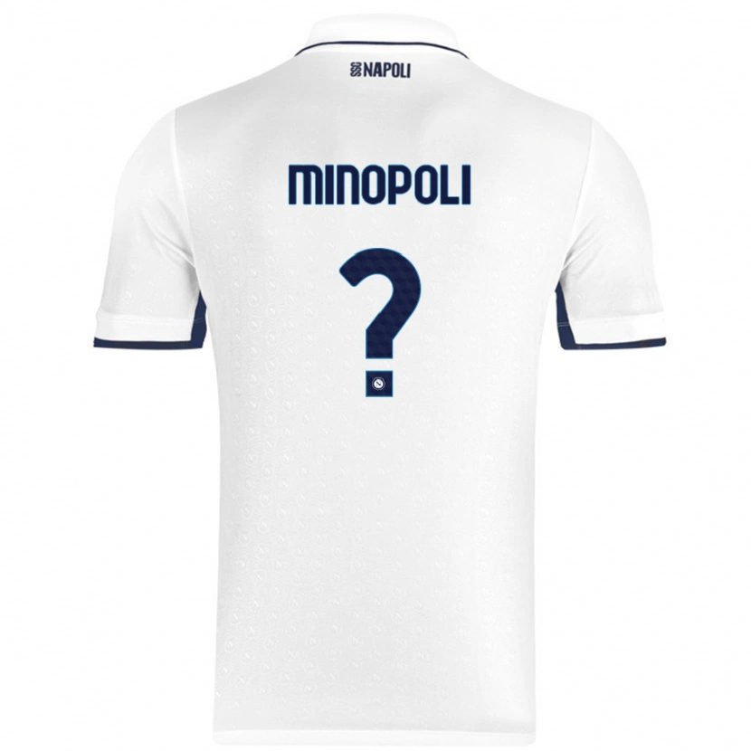 Danxen Enfant Maillot Francesco Minopoli #0 Blanc Bleu Royal Tenues Extérieur 2024/25 T-Shirt