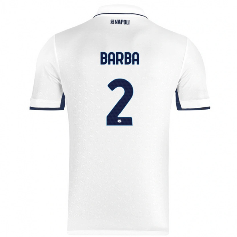 Danxen Enfant Maillot Benedetto Barba #2 Blanc Bleu Royal Tenues Extérieur 2024/25 T-Shirt