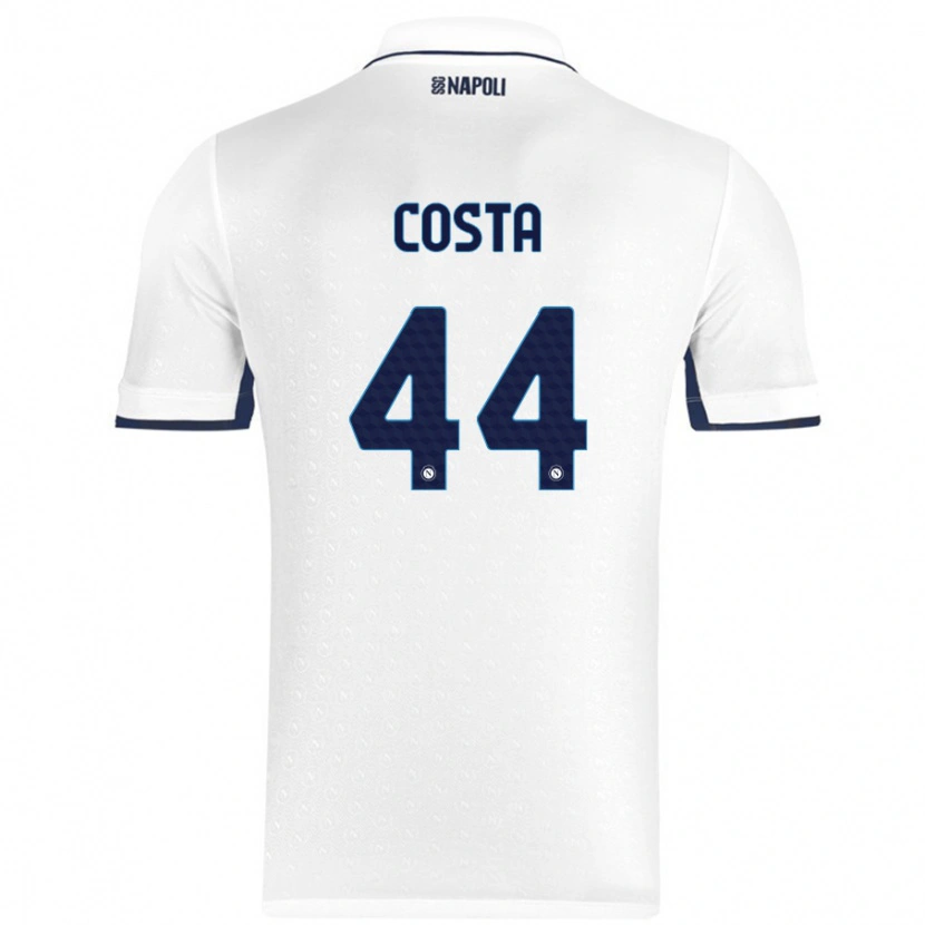 Danxen Enfant Maillot Filippo Costa #44 Blanc Bleu Royal Tenues Extérieur 2024/25 T-Shirt