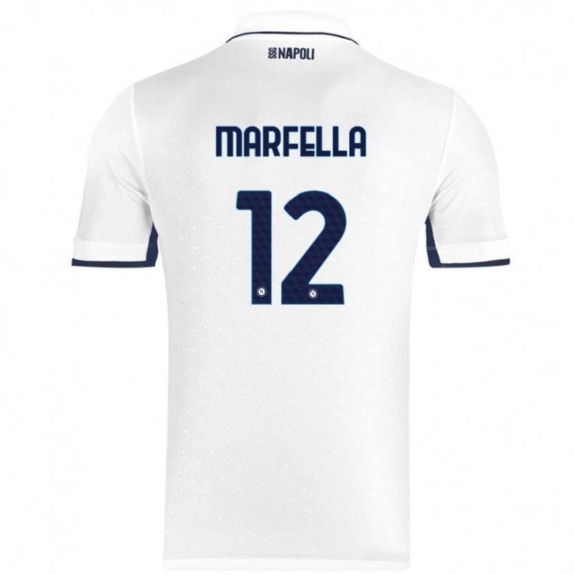 Danxen Enfant Maillot Davide Marfella #12 Blanc Bleu Royal Tenues Extérieur 2024/25 T-Shirt