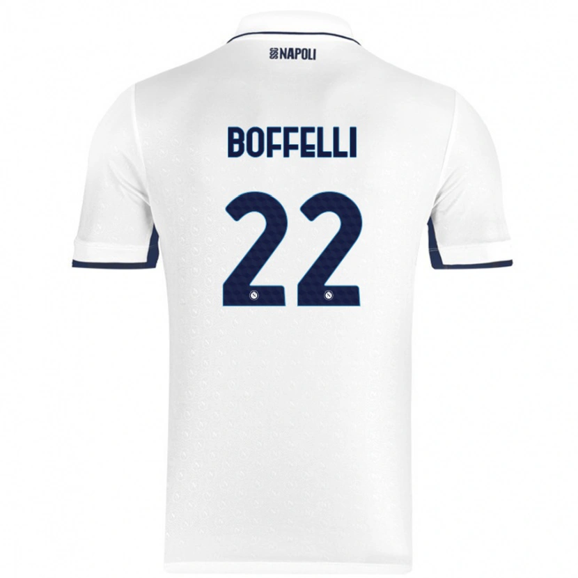 Danxen Enfant Maillot Valerio Boffelli #22 Blanc Bleu Royal Tenues Extérieur 2024/25 T-Shirt