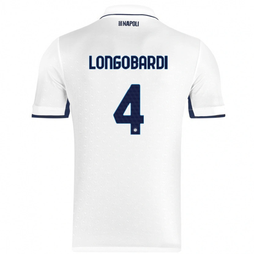 Danxen Enfant Maillot Salvatore Longobardi #4 Blanc Bleu Royal Tenues Extérieur 2024/25 T-Shirt