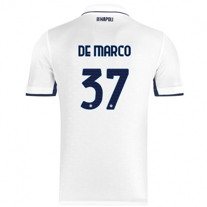 Danxen Enfant Maillot Francesco De Marco #37 Blanc Bleu Royal Tenues Extérieur 2024/25 T-Shirt