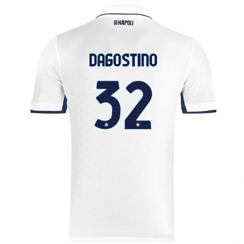 Danxen Enfant Maillot Giuseppe Dagostino #32 Blanc Bleu Royal Tenues Extérieur 2024/25 T-Shirt