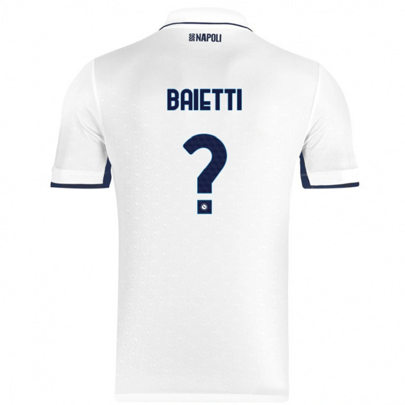 Danxen Enfant Maillot Francesco Baietti #0 Blanc Bleu Royal Tenues Extérieur 2024/25 T-Shirt