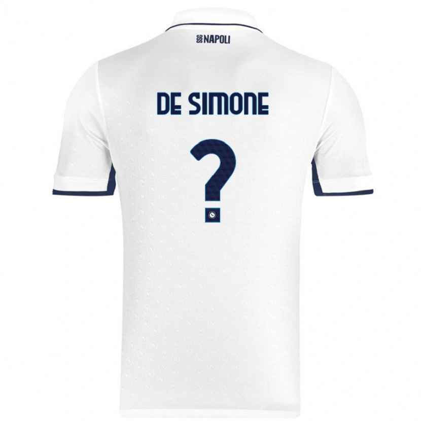 Danxen Enfant Maillot Paolo De Simone #0 Blanc Bleu Royal Tenues Extérieur 2024/25 T-Shirt