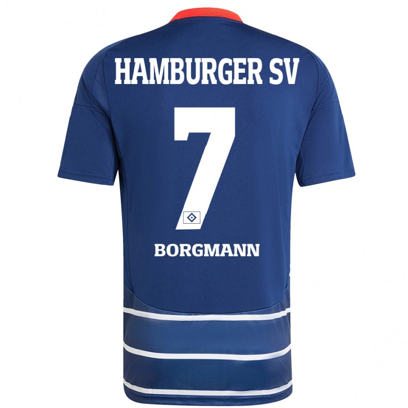 Danxen Enfant Maillot Marcus Borgmann #7 Bleu Foncé Tenues Extérieur 2024/25 T-Shirt