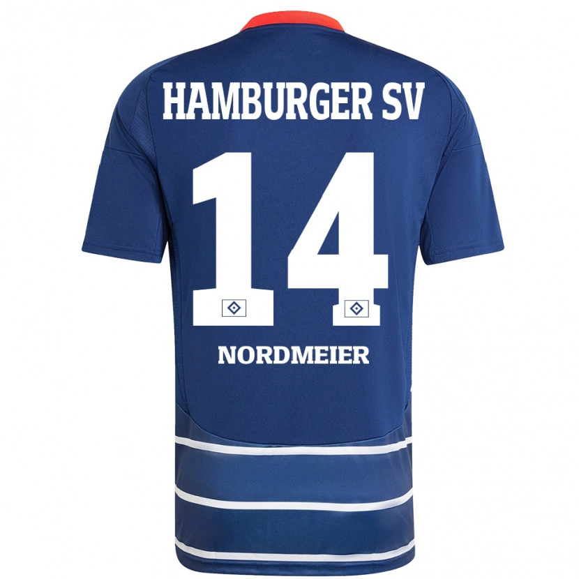 Danxen Enfant Maillot Quentin Nordmeier #14 Bleu Foncé Tenues Extérieur 2024/25 T-Shirt