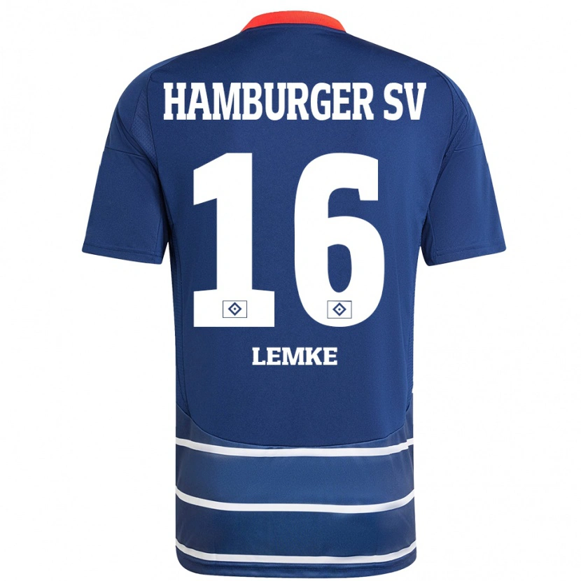 Danxen Enfant Maillot Louis Lemke #16 Bleu Foncé Tenues Extérieur 2024/25 T-Shirt