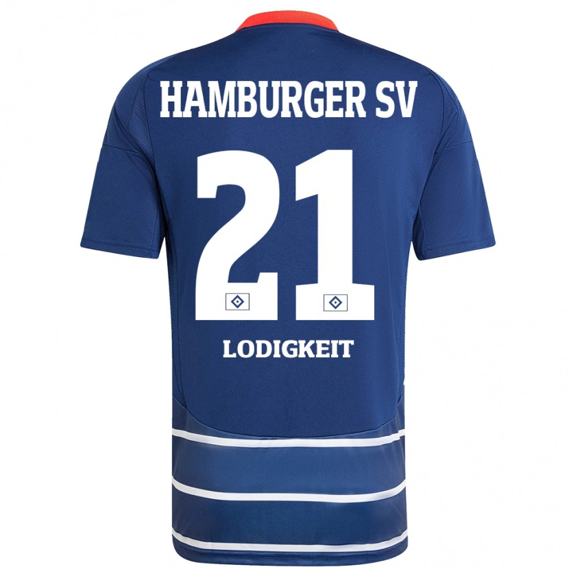 Danxen Enfant Maillot Luis Lodigkeit #21 Bleu Foncé Tenues Extérieur 2024/25 T-Shirt