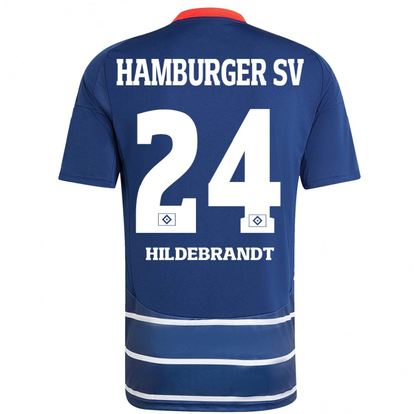 Danxen Enfant Maillot Tjark Hildebrandt #24 Bleu Foncé Tenues Extérieur 2024/25 T-Shirt