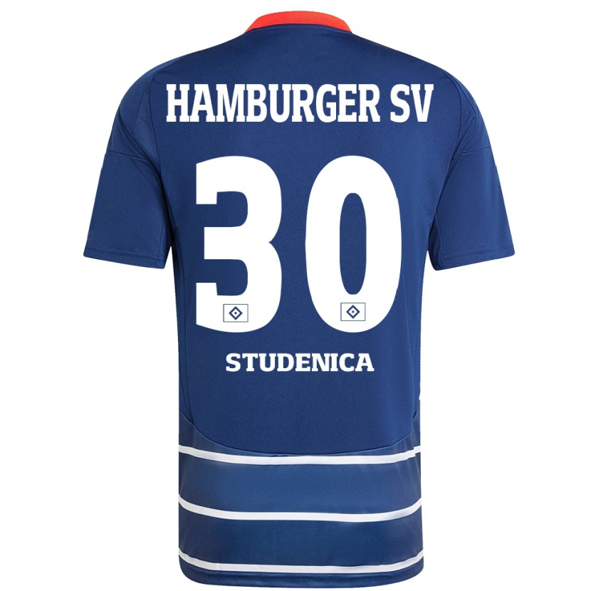 Danxen Enfant Maillot Aron Studenica #30 Bleu Foncé Tenues Extérieur 2024/25 T-Shirt