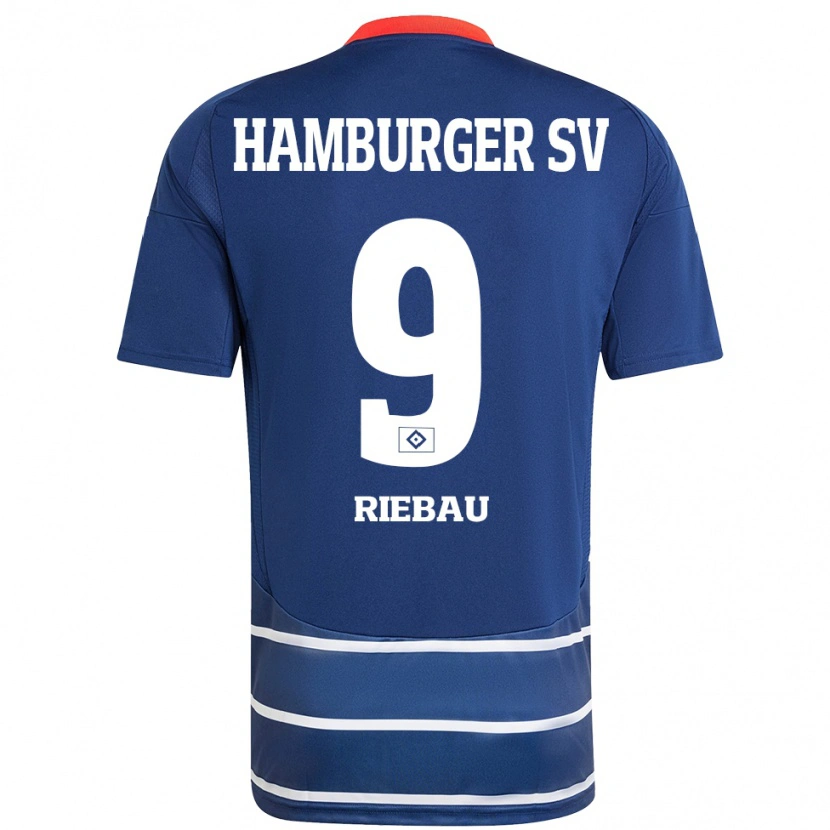 Danxen Enfant Maillot Henry Riebau #9 Bleu Foncé Tenues Extérieur 2024/25 T-Shirt