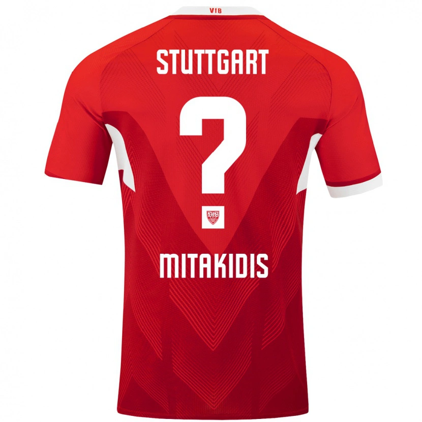 Danxen Enfant Maillot Dimitrios Mitakidis #0 Blanc Rouge Tenues Extérieur 2024/25 T-Shirt