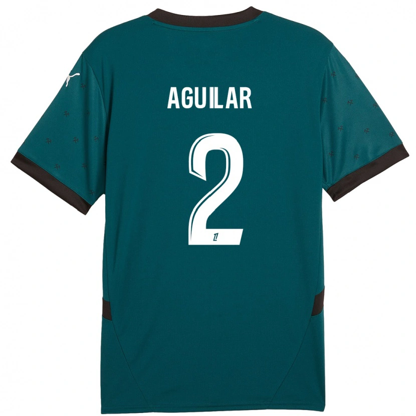 Danxen Enfant Maillot Ruben Aguilar #2 Vert Foncé Tenues Extérieur 2024/25 T-Shirt