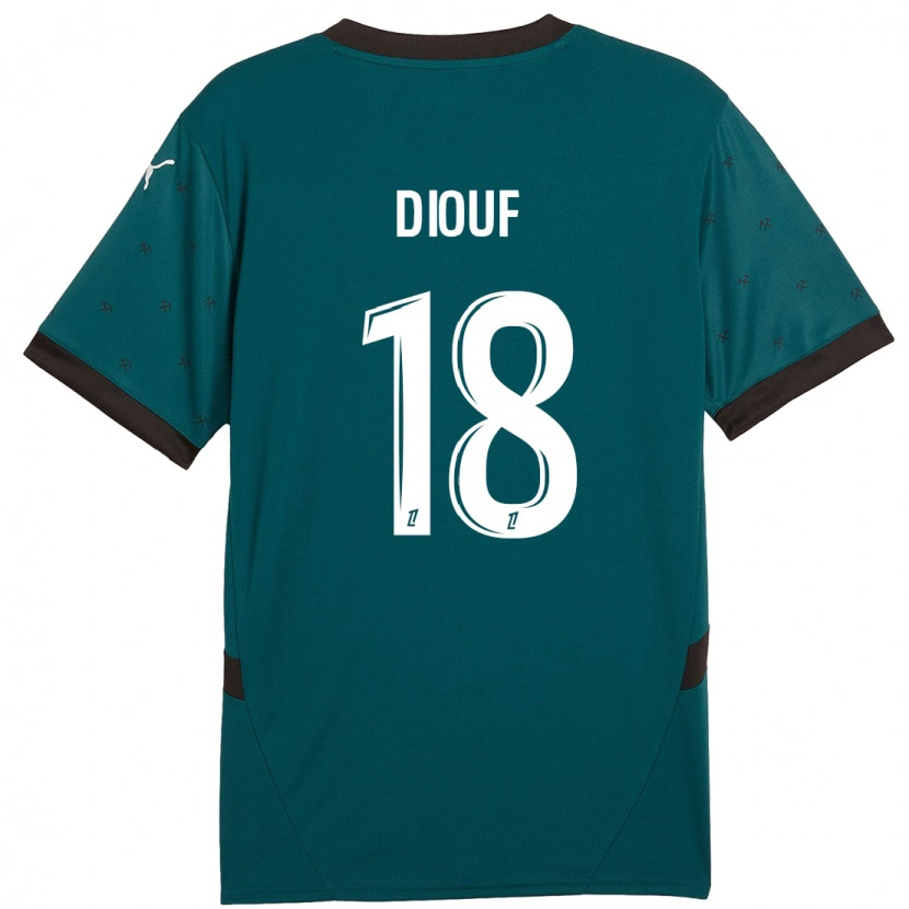 Danxen Enfant Maillot Andy Diouf #18 Vert Foncé Tenues Extérieur 2024/25 T-Shirt