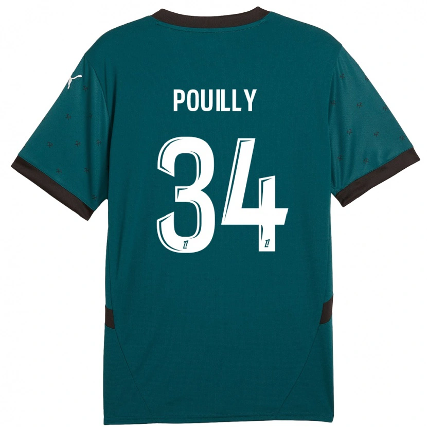 Danxen Enfant Maillot Tom Pouilly #34 Vert Foncé Tenues Extérieur 2024/25 T-Shirt