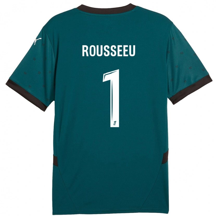 Danxen Enfant Maillot Justine Rousseeu #1 Vert Foncé Tenues Extérieur 2024/25 T-Shirt