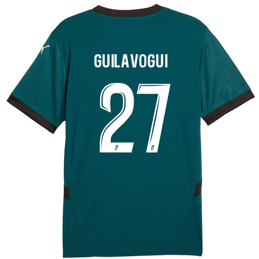 Danxen Enfant Maillot Morgan Guilavogui #27 Vert Foncé Tenues Extérieur 2024/25 T-Shirt