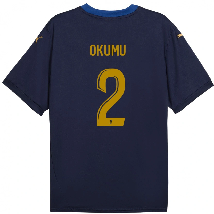 Danxen Enfant Maillot Joseph Okumu #2 Bleu Marine Doré Tenues Extérieur 2024/25 T-Shirt