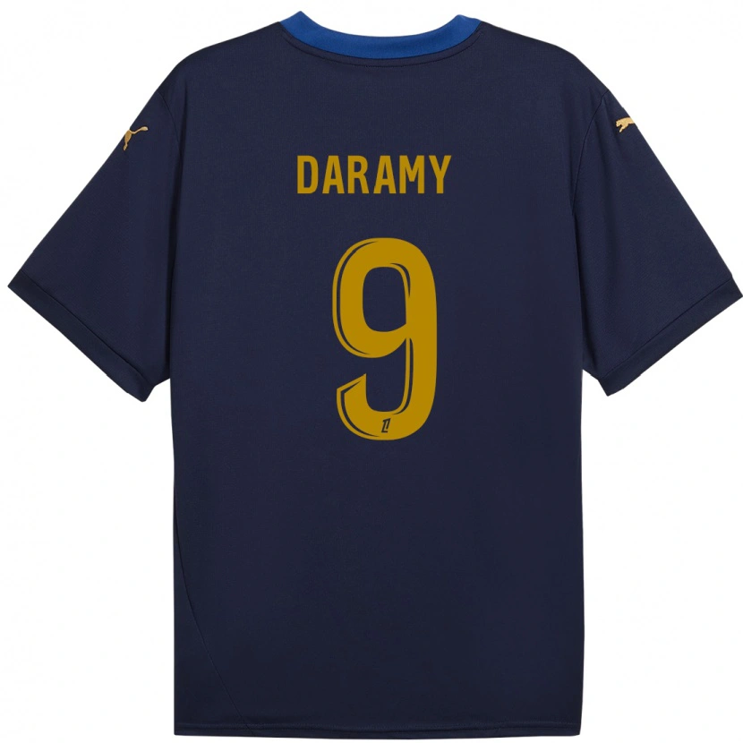 Danxen Enfant Maillot Mohamed Daramy #9 Bleu Marine Doré Tenues Extérieur 2024/25 T-Shirt