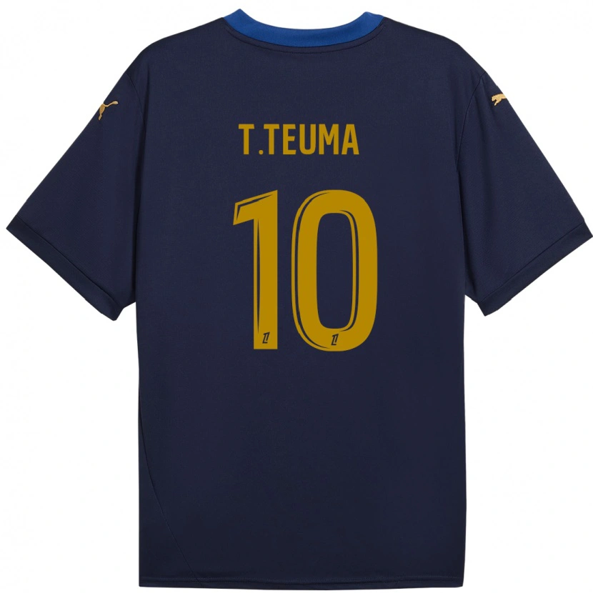 Danxen Enfant Maillot Teddy Teuma #10 Bleu Marine Doré Tenues Extérieur 2024/25 T-Shirt