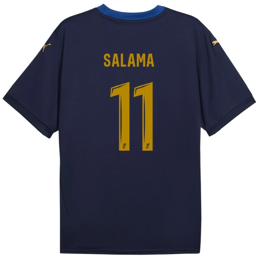 Danxen Enfant Maillot Amine Salama #11 Bleu Marine Doré Tenues Extérieur 2024/25 T-Shirt