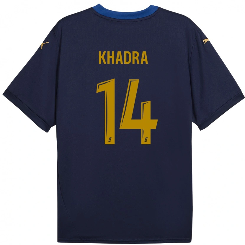 Danxen Enfant Maillot Reda Khadra #14 Bleu Marine Doré Tenues Extérieur 2024/25 T-Shirt