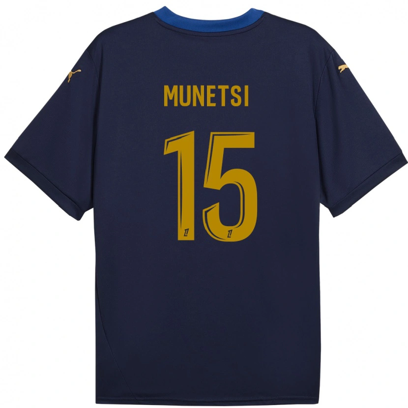 Danxen Enfant Maillot Marshall Munetsi #15 Bleu Marine Doré Tenues Extérieur 2024/25 T-Shirt