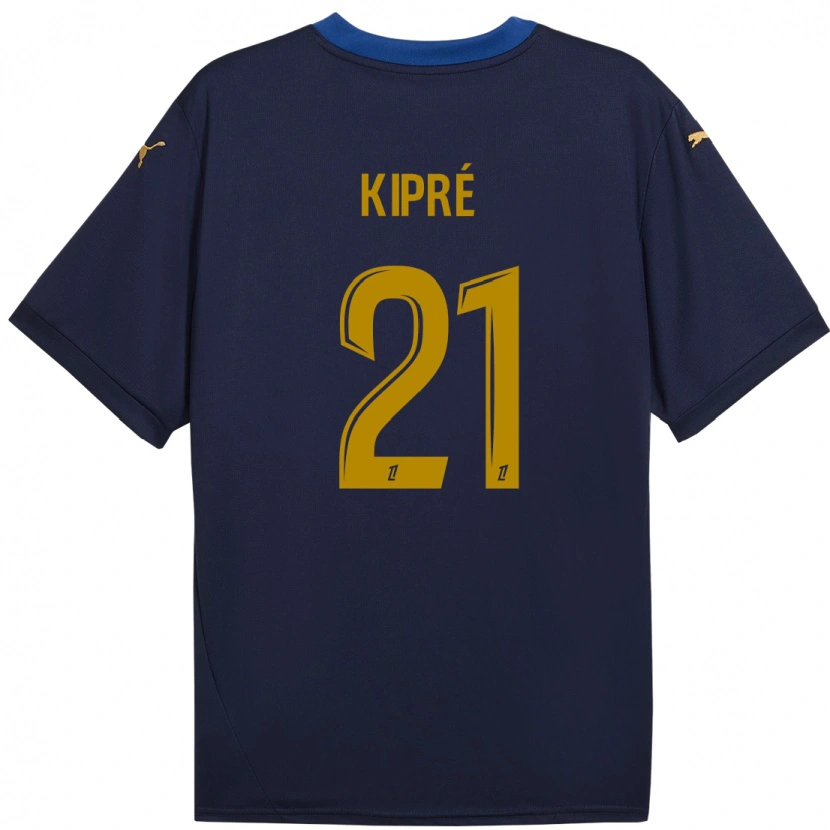 Danxen Enfant Maillot Cédric Kipré #21 Bleu Marine Doré Tenues Extérieur 2024/25 T-Shirt